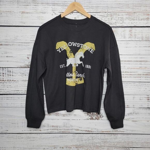 Yellowstone Dutton Ranch Crewneck Fleece Sweatshirt Black | Medium - Picture 1 of 4
